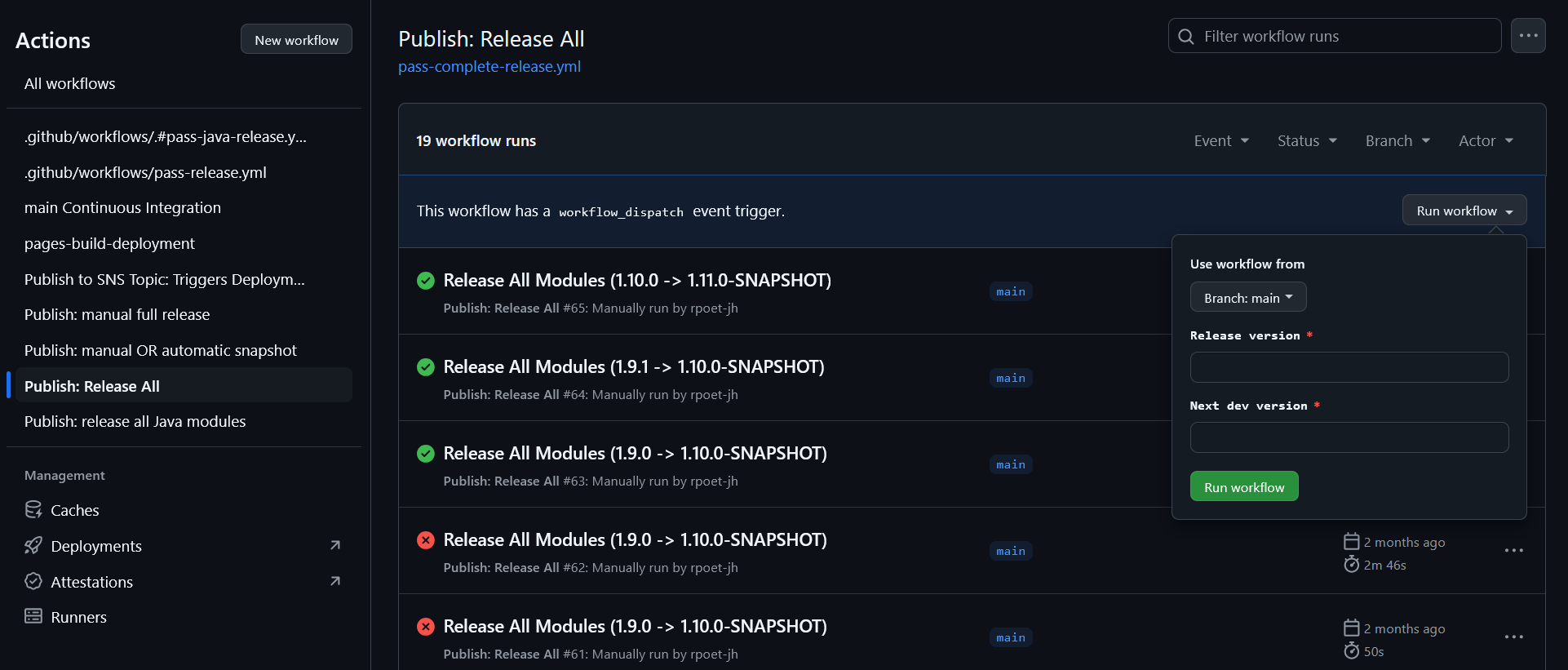 Running Release All Workflow